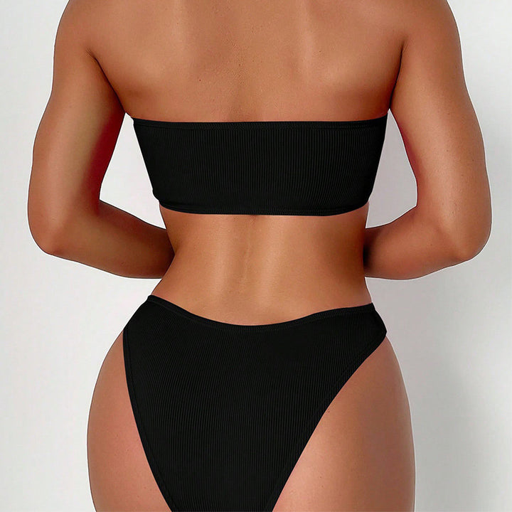 Damen Bandeau-Bikini-Set mit elastischem Gewebe und hohem Schnitt Echo Archiv