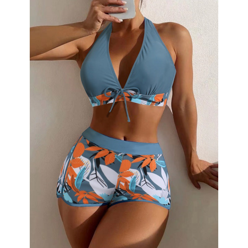 Damen Hochgeschlossen Bikini mit verspieltem Blumenmuster Echo Archiv