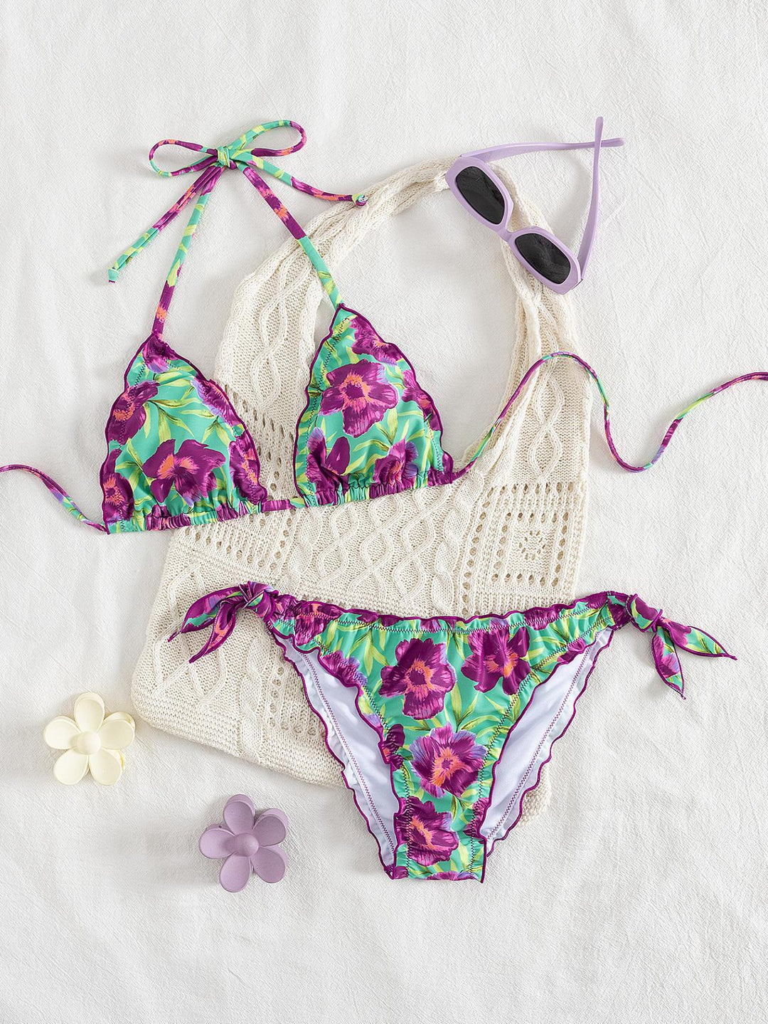 Damen floral gemusterter Triangel-Bikini Echo Archiv