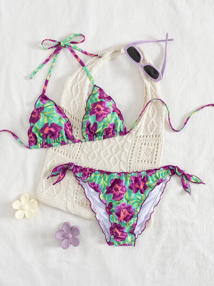 Damen floral gemusterter Triangel-Bikini Echo Archiv