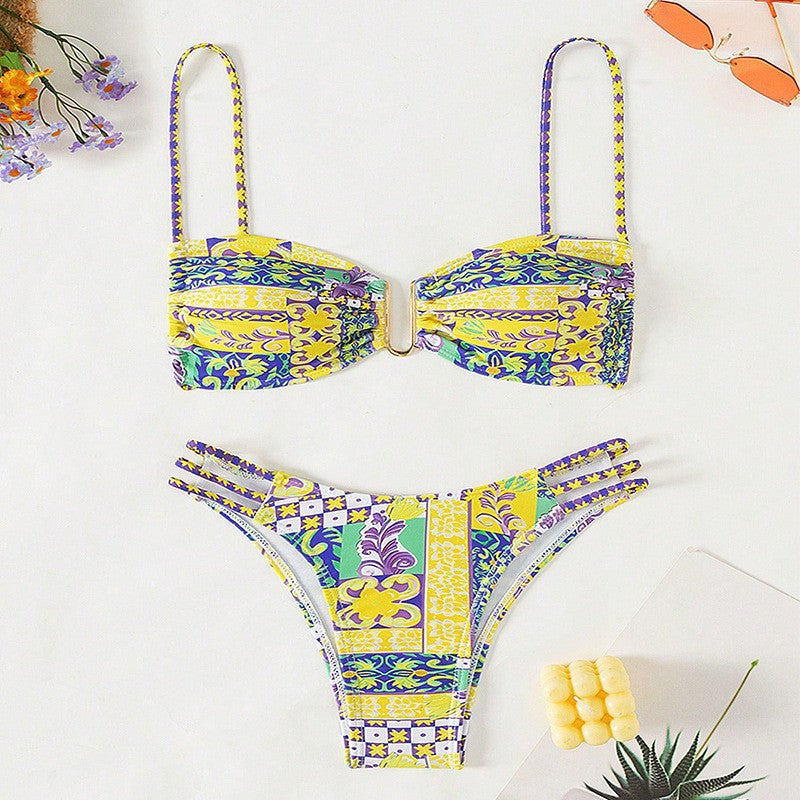 Damen Bandeau-Bikini mit verspieltem floralem Design Echo Archiv