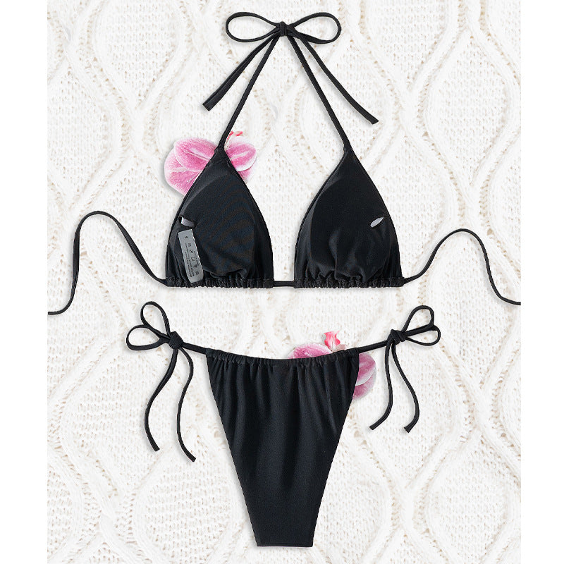Damen Triangel-Bikini mit dekorativen Orchideen-Details Echo Archiv