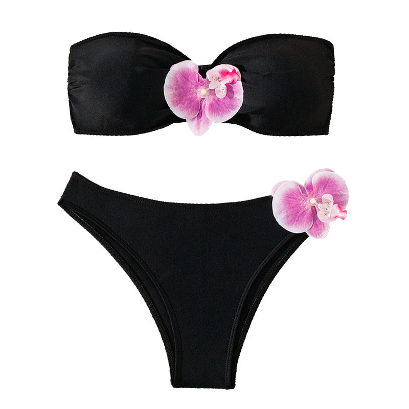 Damen Bandeau-Bikini mit eleganten Orchideen-Akzenten Echo Archiv