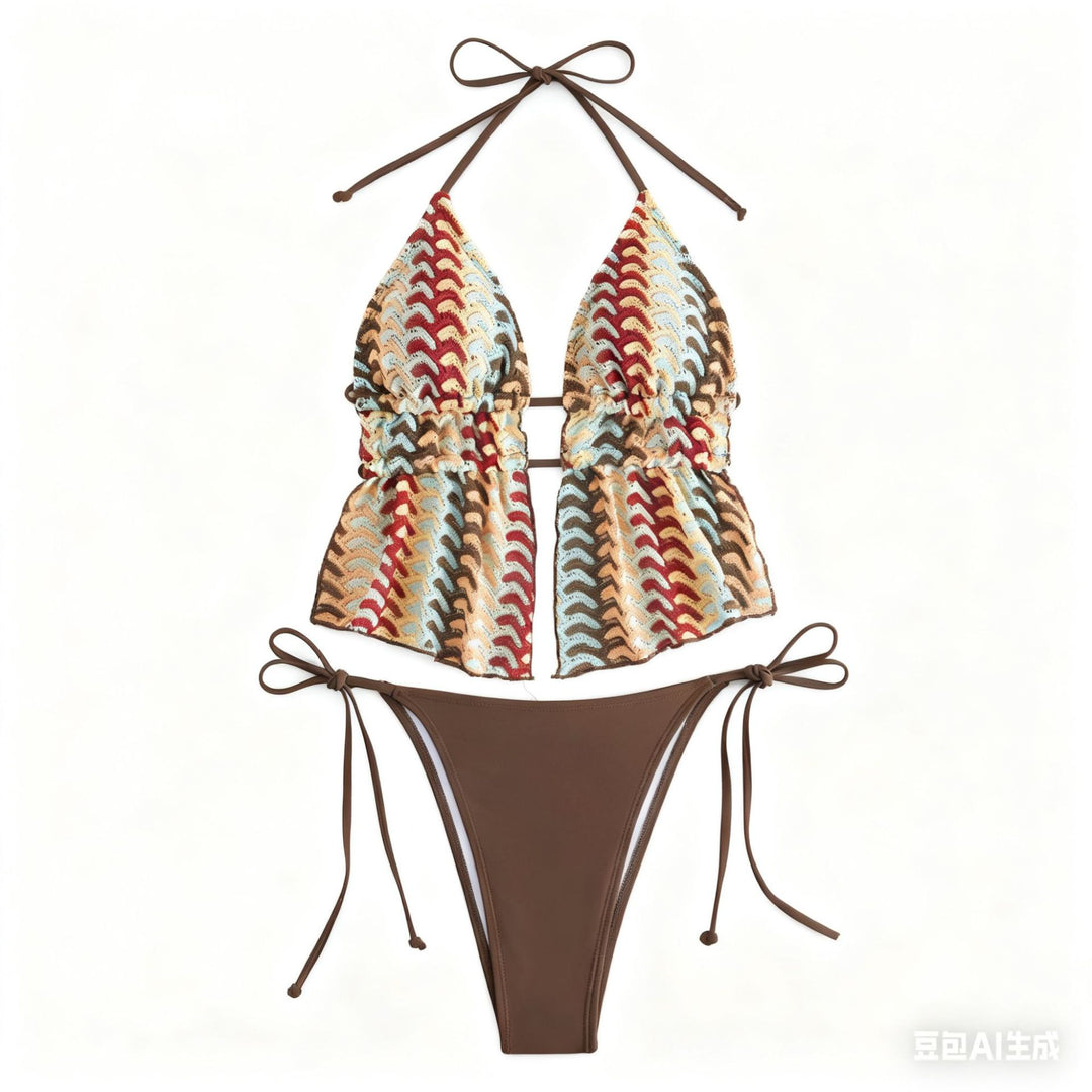 Damen elegante Strandbluse mit farbenfrohem Zackenmuster Echo Archiv