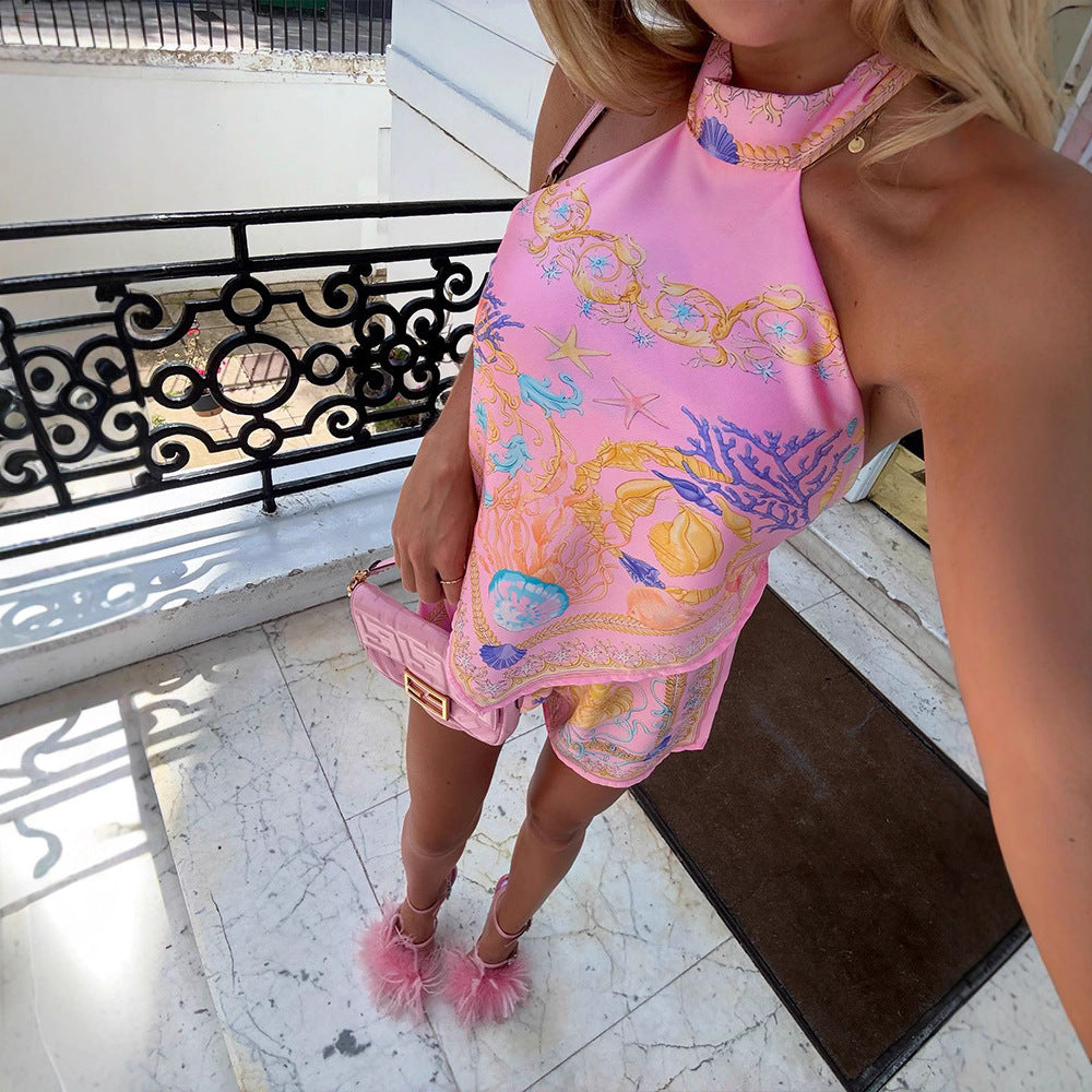 Damer Chic Halter-shorts med dekorativt band Eva Jonsson