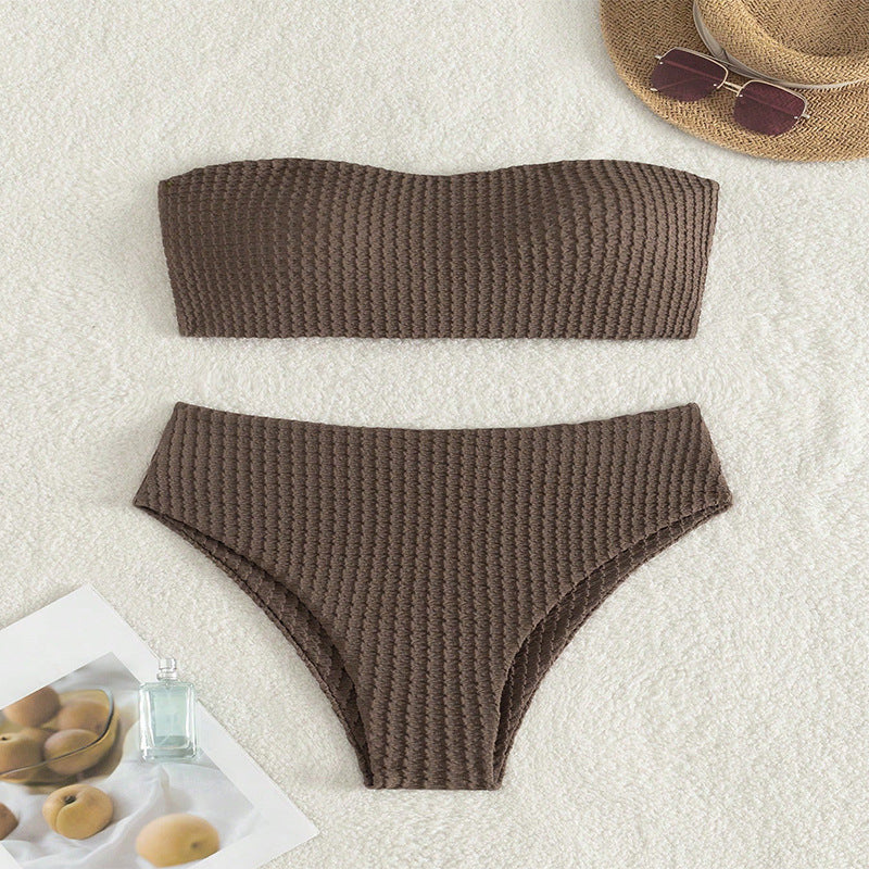 Damen Bandeau-Bikini mit lässiger Schnürung und hohem Bund Echo Archiv