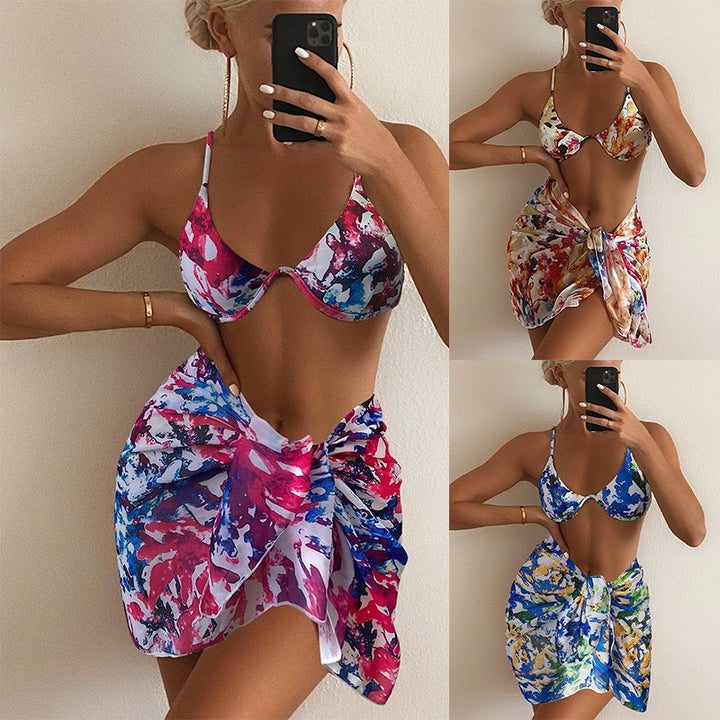 Damen Bikini-Set mit verstellbaren Trägern und floralem Wickelrock Echo Archiv