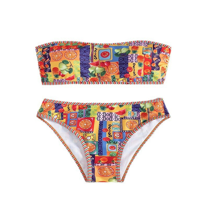 Damen Bandeau-Bikini mit buntem Fruchtmuster Echo Archiv