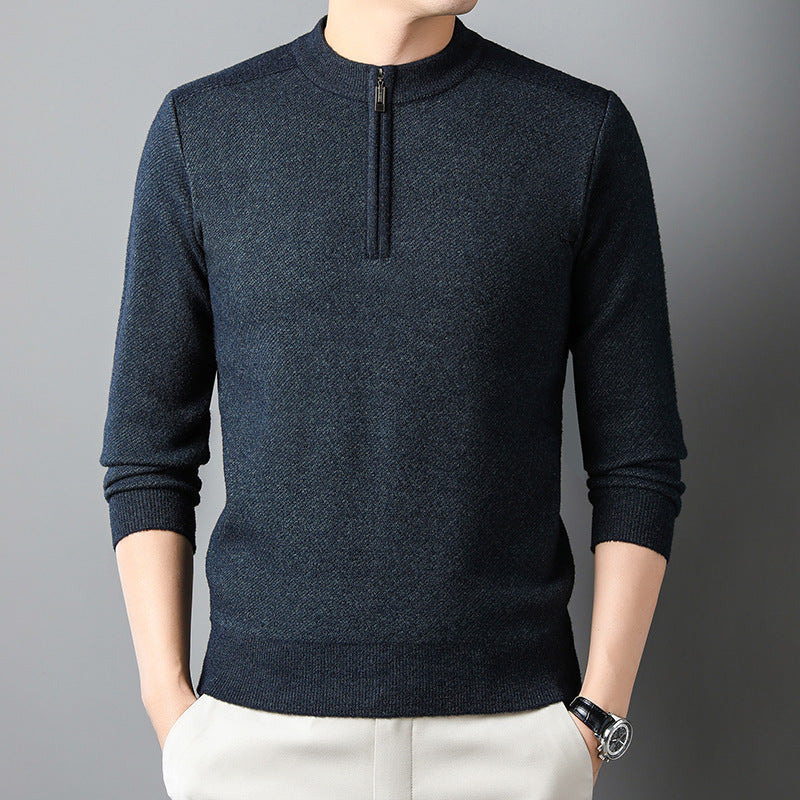 Herrenpullover med halvmått dragkedja och strukturerad design Eva Jonsson