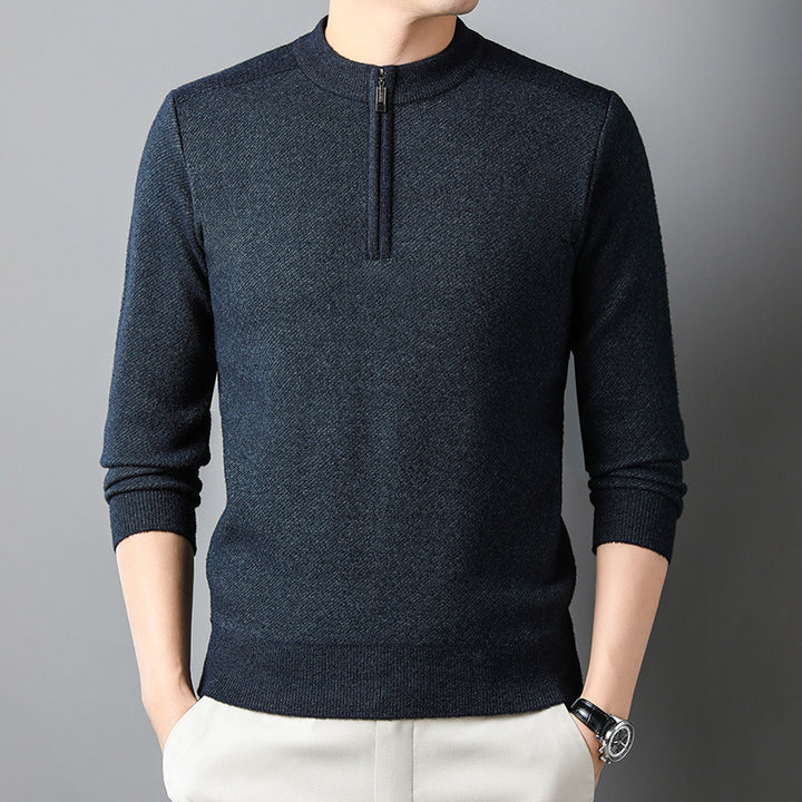 Herrenpullover med halvmått dragkedja och strukturerad design Eva Jonsson