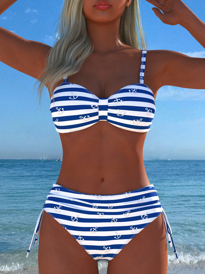 Dame Bikini-set med stiligt rutig mönster och guldfärgade accenter Mirla-Eva Jonsson