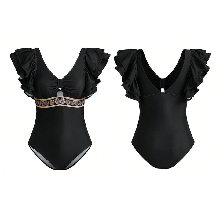 Damen Badeanzug mit eleganten Rüschendetails und passendem Saumrock Echo Archiv