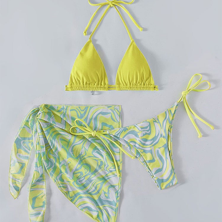 Damen Bikini mit verstellbaren Trägern und transparentem Wickelrock Echo Archiv
