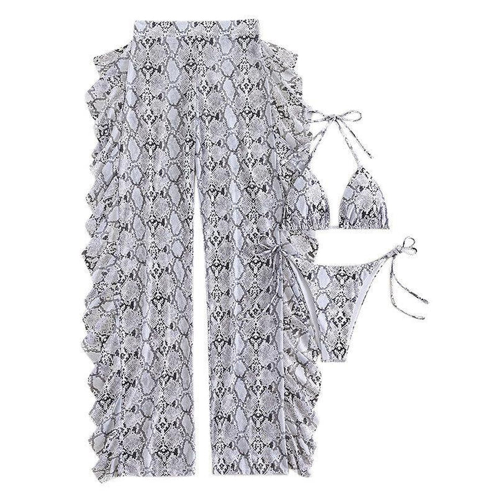 Damen Bikini-Set mit raffiniertem Schlangenmotiv und schwingendem Rock Echo Archiv