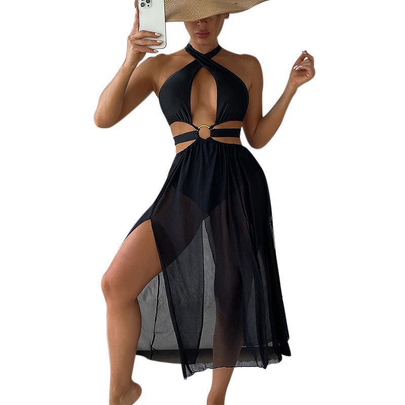 Damen Badeanzug mit modischem Cut-Out, hohem Schlitz und elegantem Ringdetail Echo Archiv