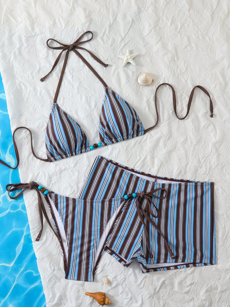 Damen Triangel-Bikini mit modischem Streifenmuster Echo Archiv