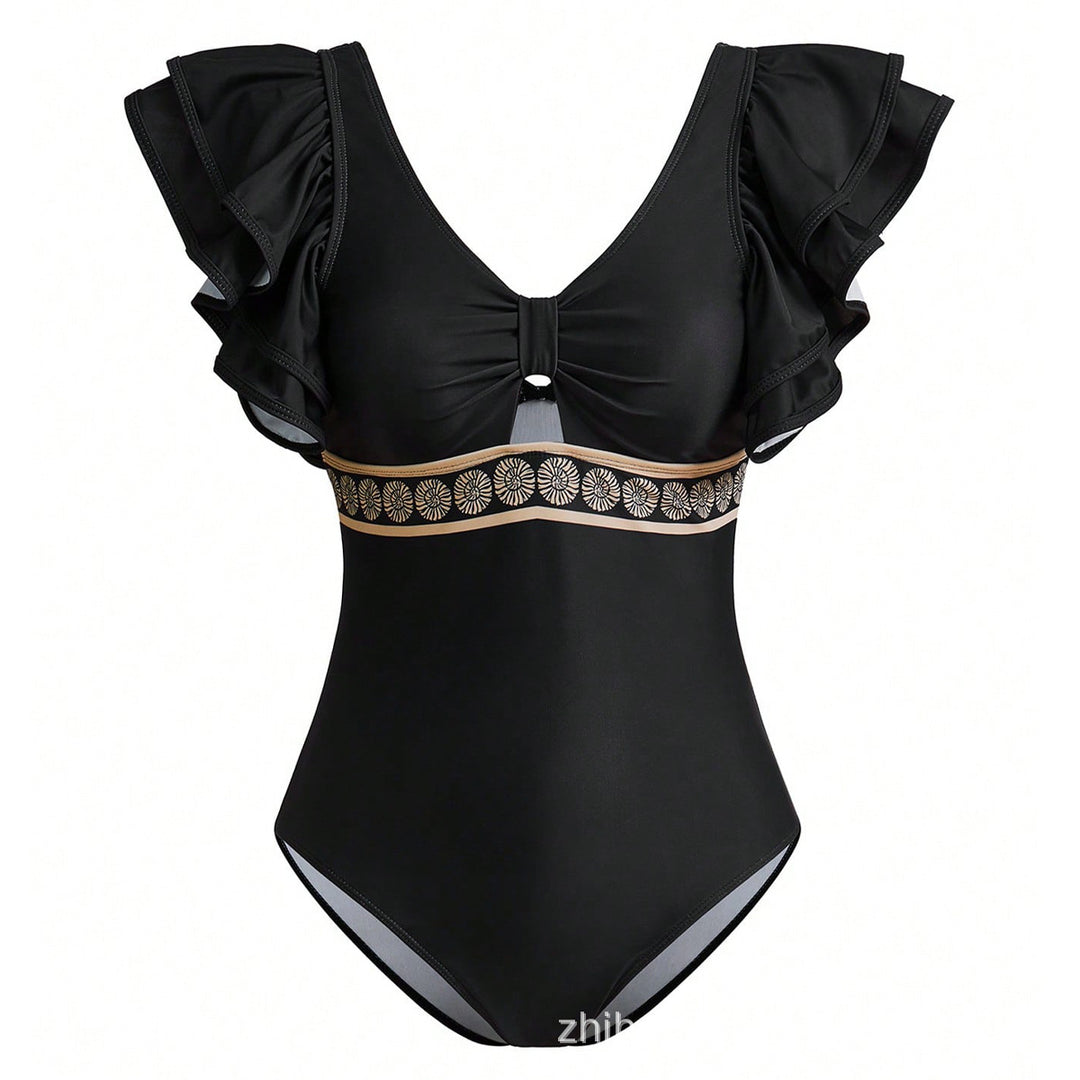 Damen Badeanzug mit eleganten Rüschendetails und passendem Saumrock Echo Archiv