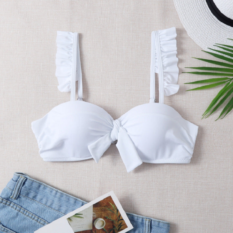 Damen Bikini-Oberteil mit gefransten Trägern und Knoten-Detail Echo Archiv