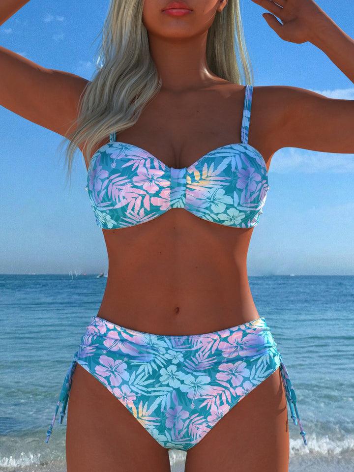 Dame Bikini-set med stiligt rutig mönster och guldfärgade accenter Mirla-Eva Jonsson