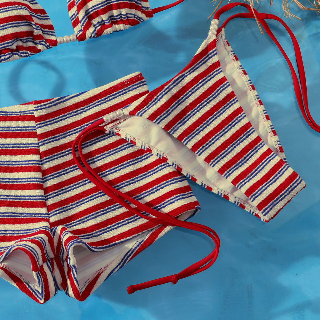 Damen Strand-Bikini-Set mit charmantem Streifenmuster Echo Archiv