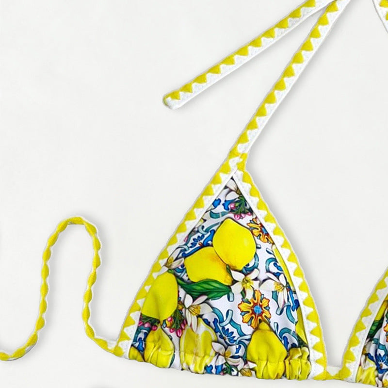 Damen Triangel-Bikini mit fröhlichem Zitrusmuster Echo Archiv