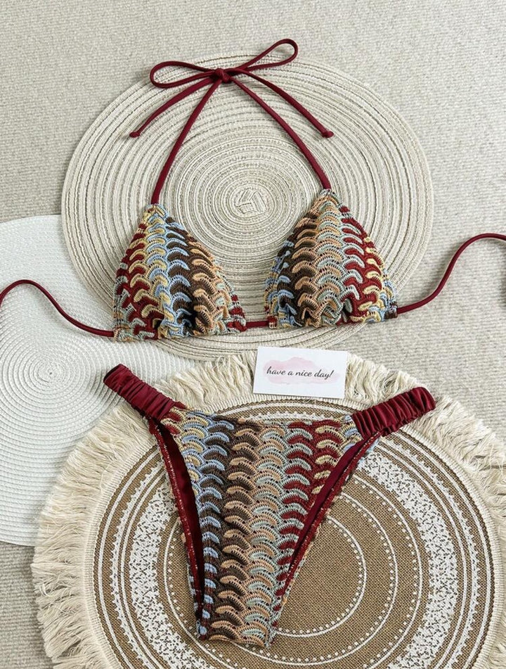 Damen Triangel-Bikini mit buntem Häkelmuster Echo Archiv