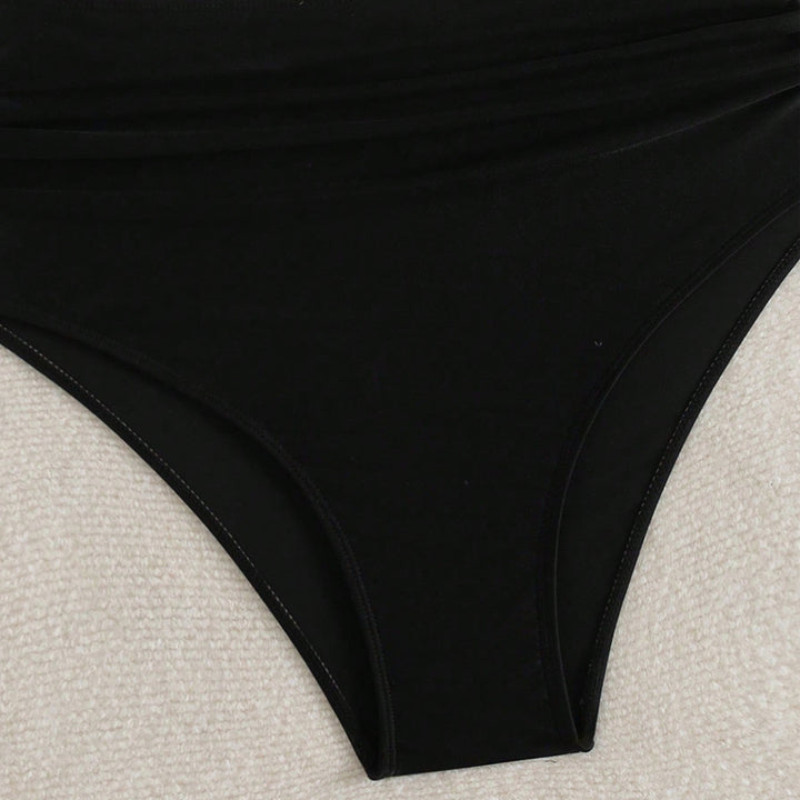 Damen Hochgeschnittener Bikini mit gestreiften Crop-Oberteil Echo Archiv