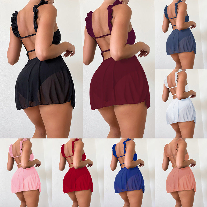 Damen Bademode mit Rüschendetails und Cross-Back-Design Echo Archiv