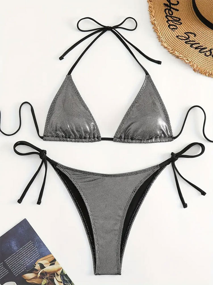 Dams Triangel-Bikini med glittrande nätdesign Mirla-Eva Jonsson