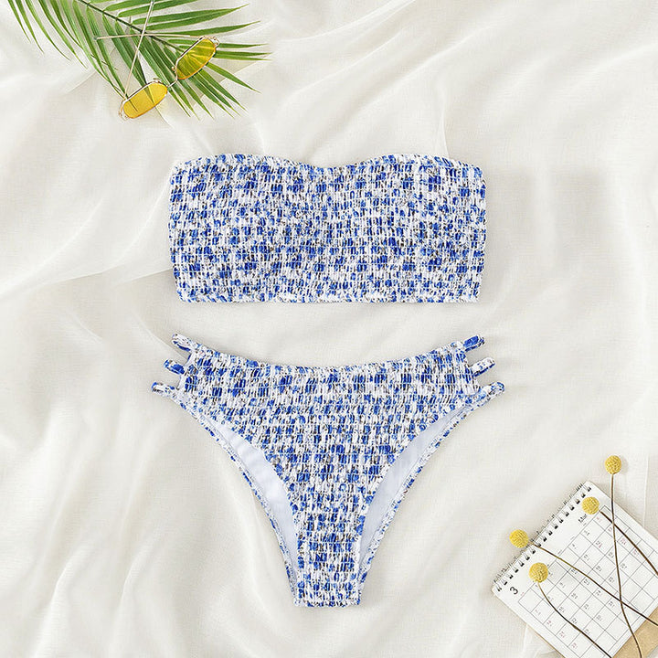 Damen Bandeau-Bikini-Set mit elastischem Rüschendesign und verstellbaren Trägern Echo Archiv