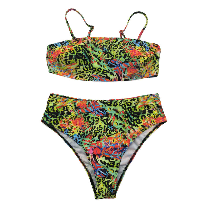 Damen Hochgeschnittener Bikini mit farbenfrohem Leopardenmuster Echo Archiv
