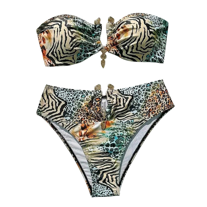 Damen Bandeau-Bikini mit animalischem Muster und dekorativem Verschluss Echo Archiv