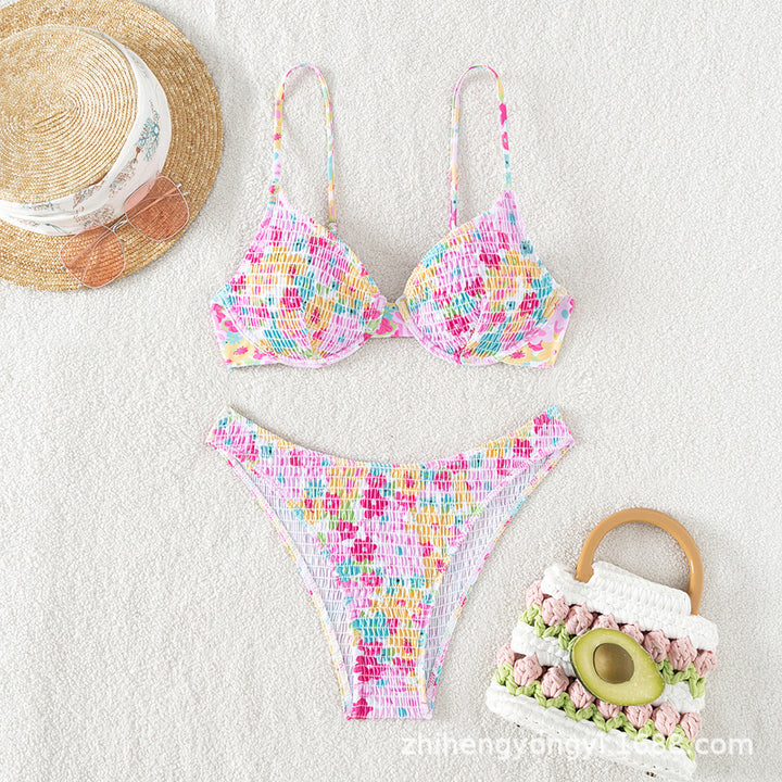 Damen Bunte Push-Up-Bikini mit floralem Design Echo Archiv