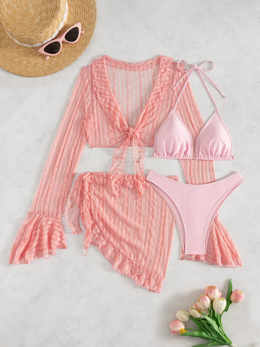 Damen Bikiniset mit transparentem Cover-Up und raffinierten Details Echo Archiv