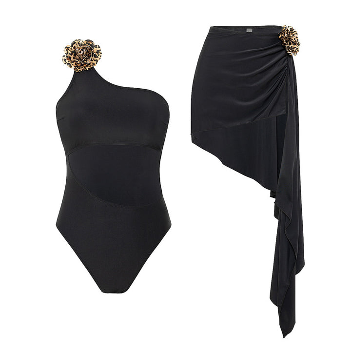 Damen Einteiler Badeanzug mit asymmetrischem Wickelrock Echo Archiv