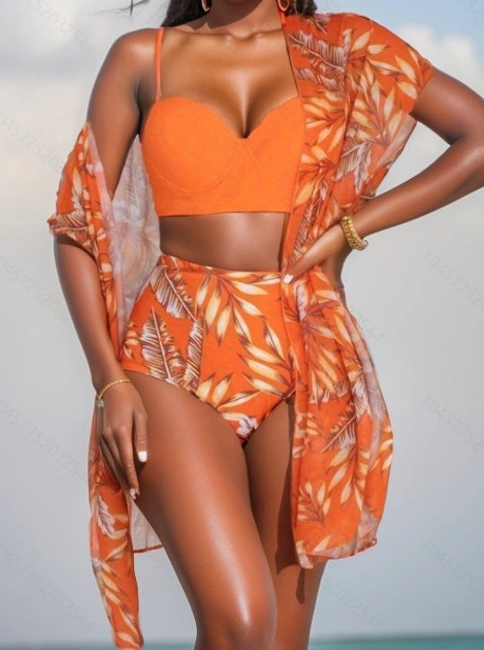 Damen Hochgeschnittener Badeanzug mit transparentem Kaftan Echo Archiv