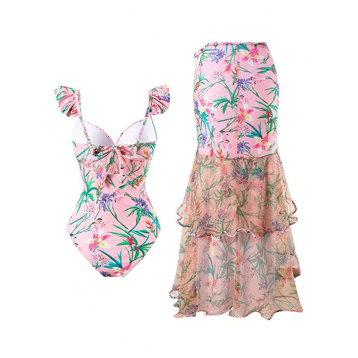 Damen Badeanzug mit floralem Wickelrock Echo Archiv