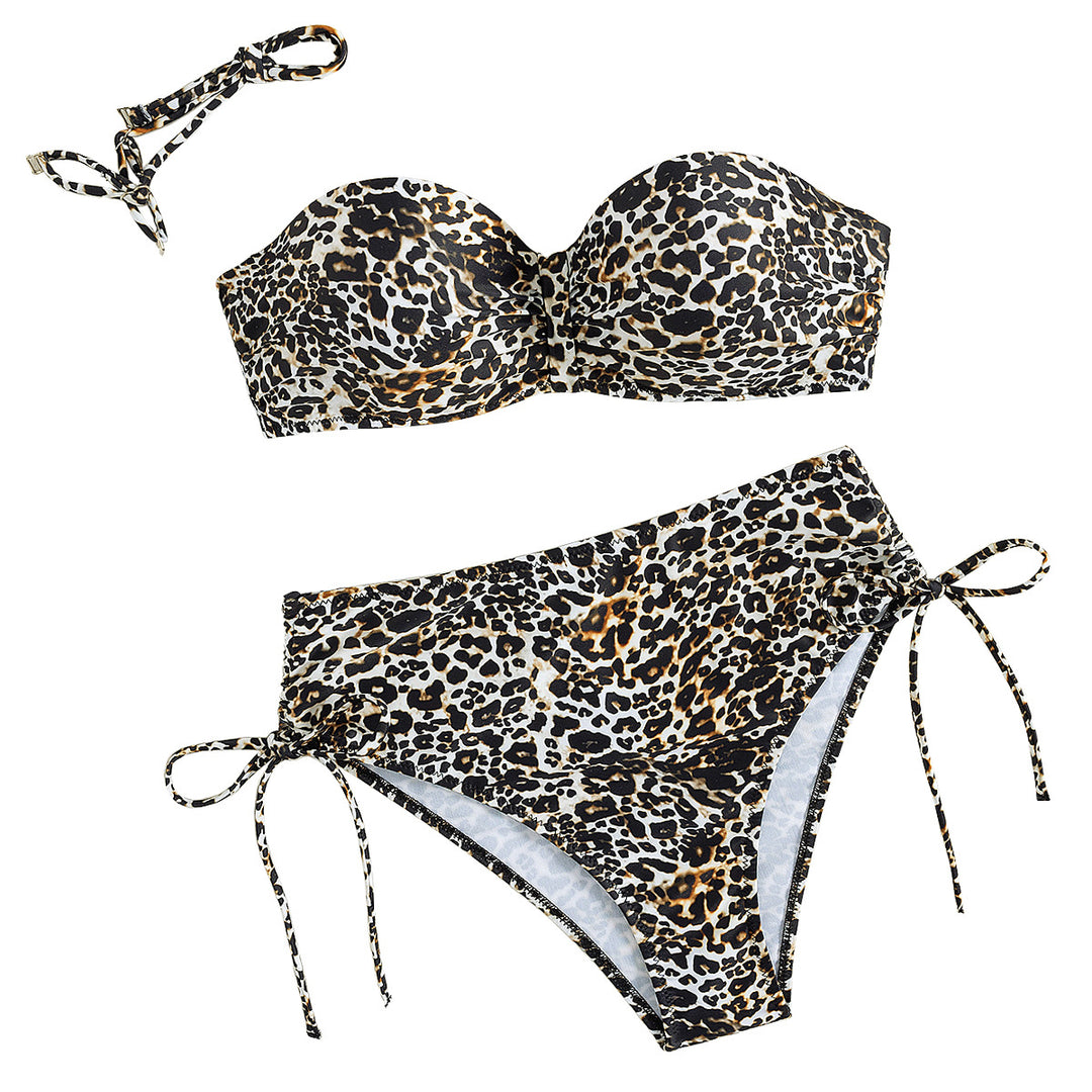 Damen Strand-Bikini mit raffiniertem Leopardenmuster und hohem Taillenschnitt Echo Archiv