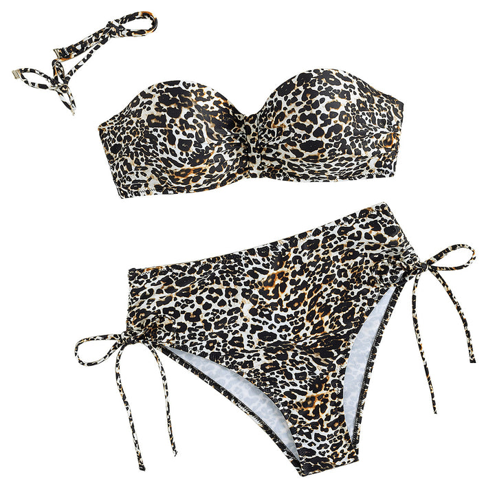 Damen Strand-Bikini mit raffiniertem Leopardenmuster und hohem Taillenschnitt Echo Archiv