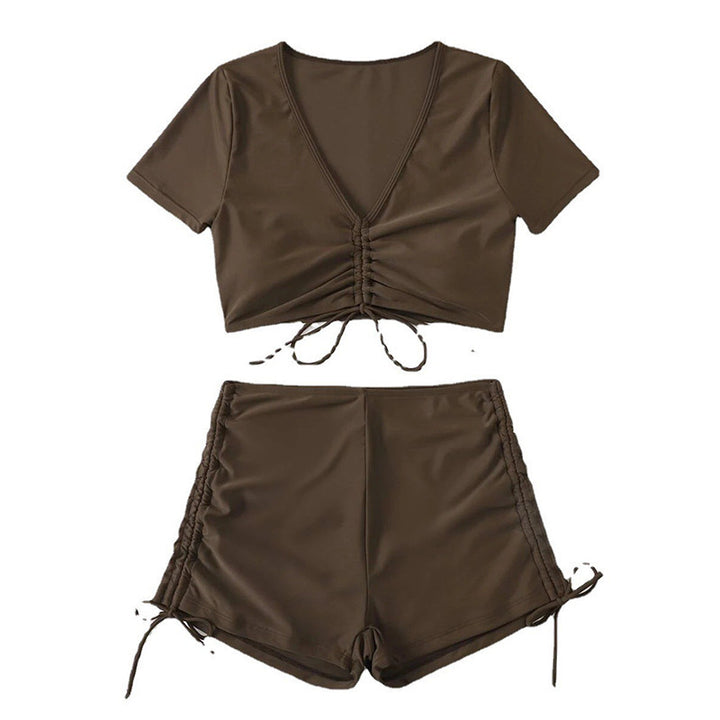 Damen Cropped Top mit dekorativen Rüschendetails und hohem Bund Echo Archiv