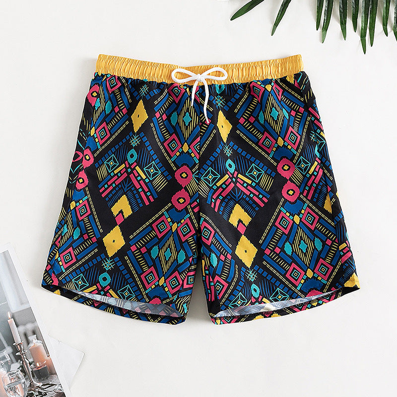 Damen Badeshorts mit buntem geometrischem Muster Echo Archiv
