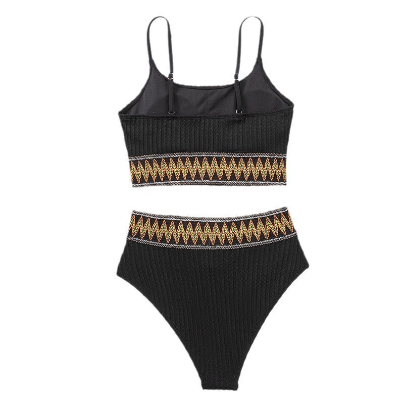 Damen Bikini-Set mit eleganter Rippstruktur und kontrastierenden Bordüren Echo Archiv