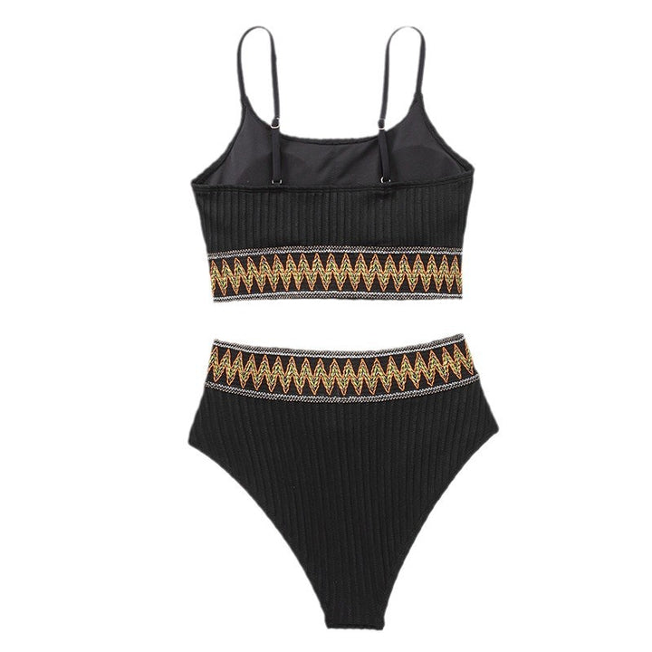 Damen Bikini-Set mit eleganter Rippstruktur und kontrastierenden Bordüren Echo Archiv