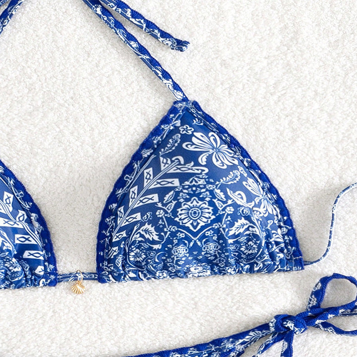 Dame Triangel-Bikini med blommotiv Mirla-Eva Jonsson