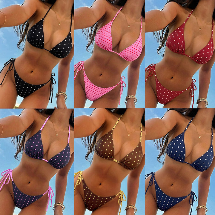 Damen Polka-Dots Bikini mit verstellbaren Bindebändern Echo Archiv