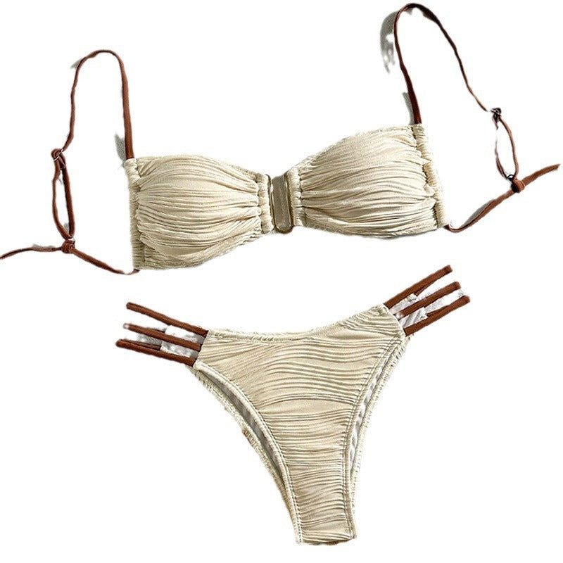 Damen Bandeau-Bikini mit Raffung und hohen Beinausschnitten Echo Archiv