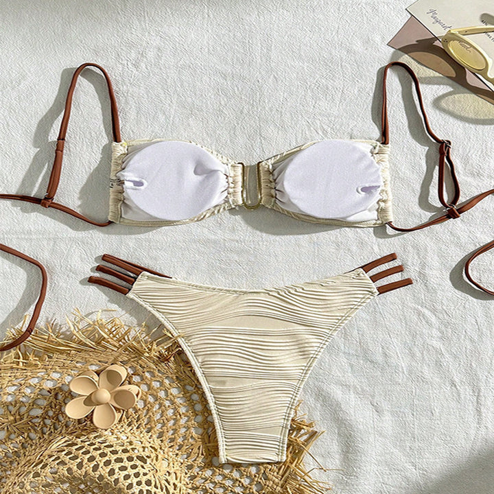 Damen Bandeau-Bikini mit Raffung und hohen Beinausschnitten Echo Archiv
