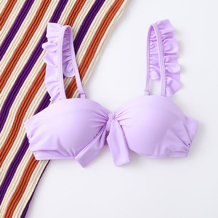 Damen Bikini-Oberteil mit gefransten Trägern und Knoten-Detail Echo Archiv