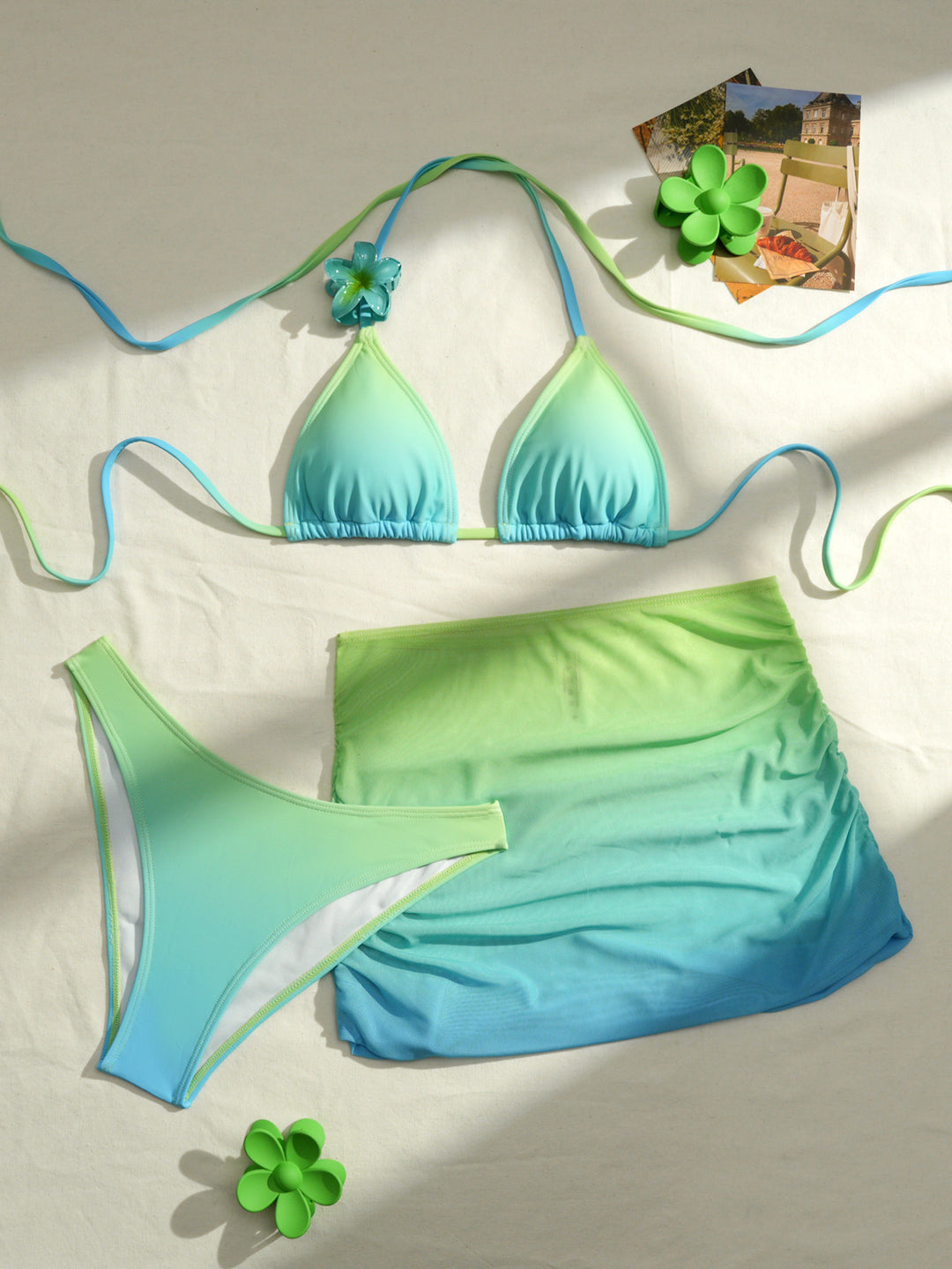 Damen Triangel-Bikini Set mit floralem Detail und Wickelrock Echo Archiv