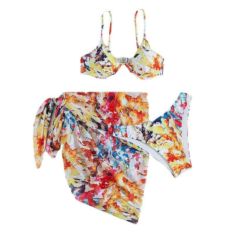Damen Bikini-Set mit verstellbaren Trägern und floralem Wickelrock Echo Archiv